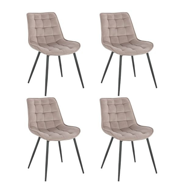 HOME DELUXE gestoffeerde eetkamerstoel set van 4 IKALO – fluweel lichtbruin, 50868