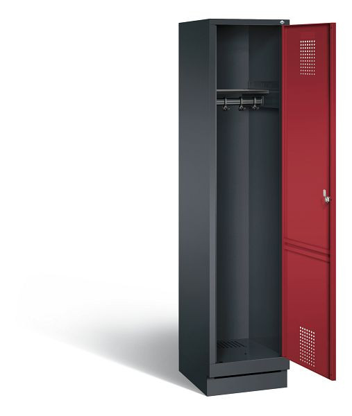 C+P Evolo kleerkast, H1800xB420xD500mm, kleur: zwart-grijs/robijnrood, 48020-12 S10132