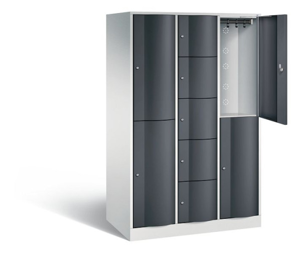 C+P combinatie lockerkast Resisto, H1950xB1148xD640mm, kleur: lichtgrijs / zwartgrijs, 8070-3730 S10019