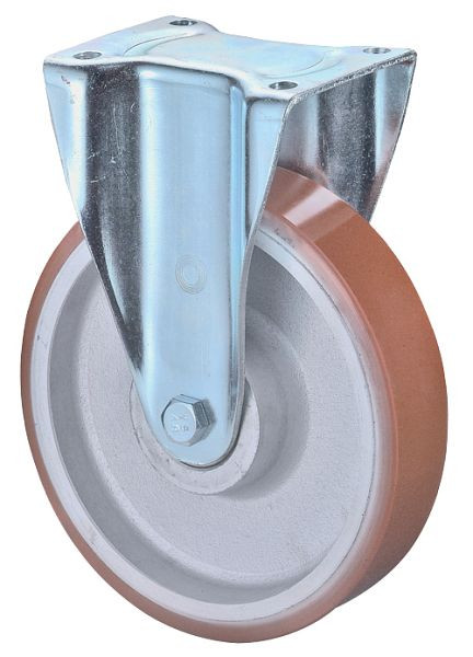 BS Rolls Zwaarlastwiel, bokwiel, wielbreedte 50 mm, wiel-Ø 200 mm, draagvermogen 600 kg, polyurethaan gegoten 95 Shore A, gegoten, kogellager, N110.C10.203