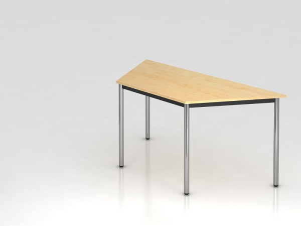Hammerbacher trapezetafel rond onderstel 160x69cm esdoorn/chroom, trapeziumvorm, VDRTR/3/C