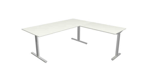 Kerkmann hoekwerkstation Form 2, bureau B 1800 x D 800 x H 700-820 mm, aanschuiftafel 1000 x 600 x 700-820 mm, wit, 11023110