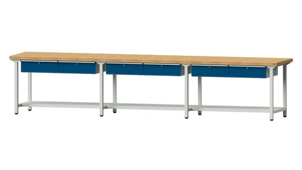 ANKE werkbanken werktafel, model 205, 4050 x 800 x 850 mm, RAL 7035/5010, BMP 50 mm, 401.550