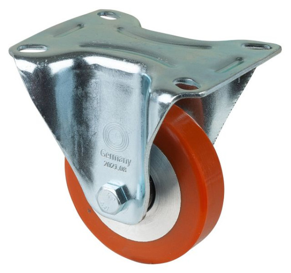 BS rollen transportrol, vaste rol, wielbreedte 20 mm, wiel-Ø 80 mm, draagvermogen 120 kg, loopvlak polyurethaan gegoten, aluminium, kogellagers, L410.B90.080