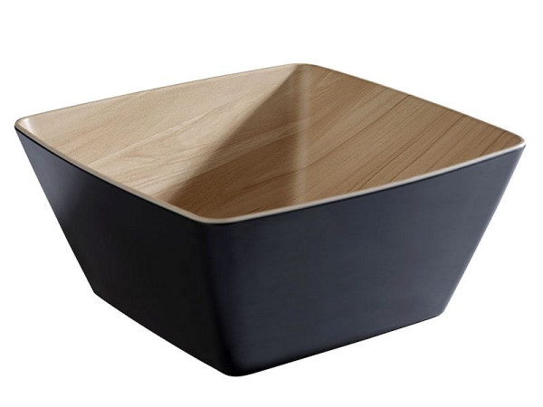 APS schaal -FRIDA-, 25 x 25 cm, hoogte: 12 cm, melamine, binnenkant: houtlook, buitenkant: zwart, 84593