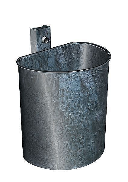 Renner halfronde afvalcontainer ca. 20 L, ongeperforeerd, voor wand- en paalmontage, thermisch verzinkt, 7057-03FV