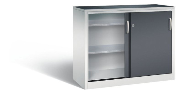 C+P schuifdeurkast Acurado, H1000xB1200xD500mm, kleur: lichtgrijs/zwartgrijs, beugelgreep, 2056-09 S10096