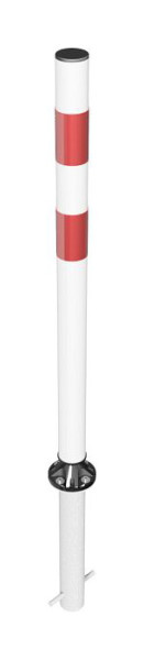 Schake Kickback - tuinpaal Ø60mm type 4260HB, -stationair- voor inzetting in beton met grondhuls, totale hoogte 900mm / 900mm, wit / 2 rode strepen, 4260HB