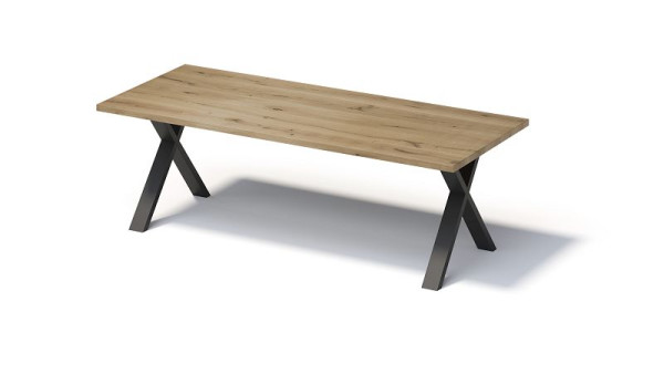 Bisley Fortis Table Regular, 2400 x 1000 mm, rechte rand, geolied oppervlak, X-frame, oppervlak: naturel / framekleur: zwart, F2410XP333