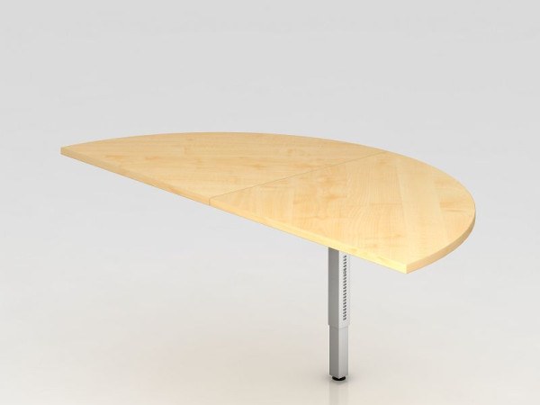 Hammerbacher aanschuiftafel 2x kwart cirkel/zilver onderstel vierkant esdoorn/zilver, halve cirkel voor bevestiging aan een bureau, VRA160/3/S