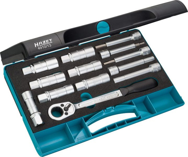 Hazet schokbreker gereedschapsset, vierkant 12,5 mm (1/2 inch), binnenzeskantprofiel, hol spieprofiel, 4910/13
