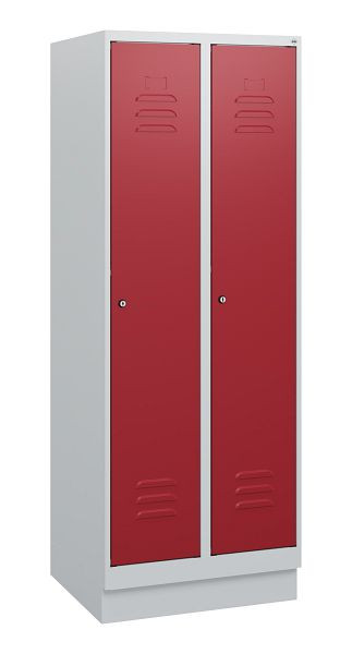 C+P luierkluis Classic PLUS, onderbouw, 2 vakken, 1630x600x500mm, 7035/3003, cilindersloten, 0800205-20 S10016