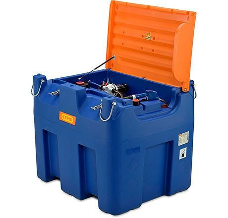 Cemo Blue-Mobil Easy 980 l, 4 m, automatische sproeier-K, met elektrische pomp 24 V ca. 30 l/min, container met kraanogen, scharnierend deksel, 11164