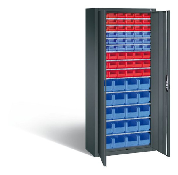 C+P tijdschriftenkast serie 13, H1690xB700xD300mm, kleur: antracietgrijs, verzonken handgreep, 133413-27 S10099