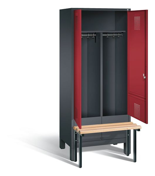 C+P zwart wit kastje Evolo, H1850xW810xD815mm, kleur: zwart-grijs/robijnrood, 48032-22 S10079