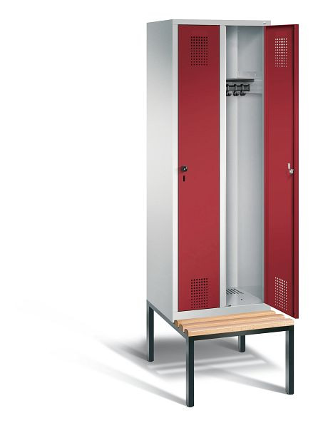 C+P Evolo kleerkast, H2090xW610xD815mm, kleur: lichtgrijs/robijnrood, 48050-20 S10018