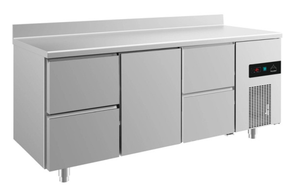 A&S Polarny koeltafel -2 tot +8°C met 1x middendeur en 2x twee laden, 1865 x 700 x 850 mm, met opstand, KT3ZTZA
