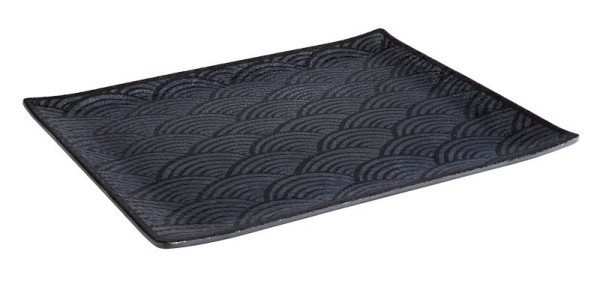 APS GN 1/2 dienblad -DARK WAVE-, 32,5 x 26,5, hoogte: 2 cm, melamine, binnen: decor, buiten: zwart, 84901