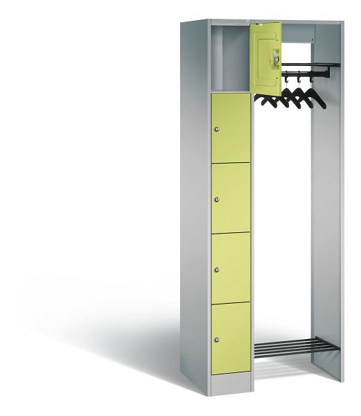 C+P open garderobe serie 8070, H1950xW740xD480mm, kleur: wit aluminium / virid green, 80700-00 S10317
