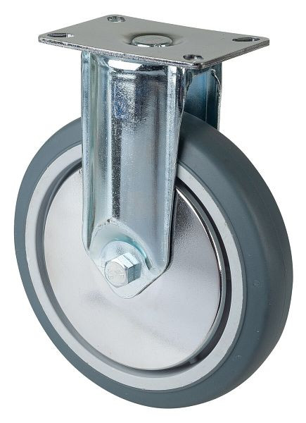 BS-wielen Zware apparaatwielen, breedte 32 mm, Ø150 mm, tot 100 kg, grijs rubberen loopvlak, kogellagers, plaat, VE = 2 stuks, C110.A85.151