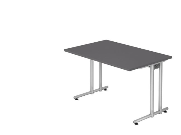 Hammerbacher bureau C-onderstel 120x80cm grafiet/zilver, VNS12/G/S