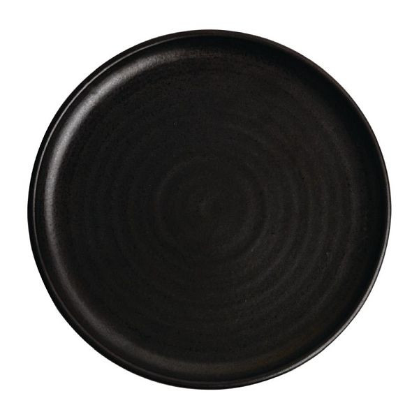 Olympia canvas rond bord met smalle rand zwart 26.5cm, VE: 6 stuks, FA317