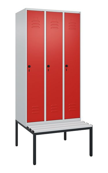 C+P luierkastje Classic PLUS, met onderbank, 3 vakken, 2120x900x815mm, 7035/3020, draaibare sluiting, 0800507-30 S10032