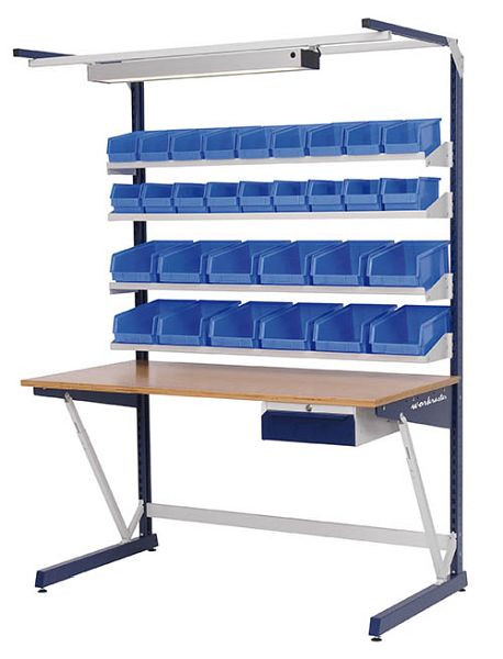 Bedrunka + Hirth werkraster met meerwandige opbouw en onderhangblok, 4x plankafmetingen in mm (BxDxH): 1500 x 800 x 2070, 07.899.02