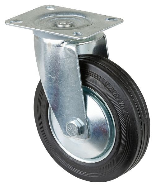 BS-rollen transportrol, wielbreedte 37,5 mm, wiel-Ø 140 mm, draagvermogen 115 kg, zwart rubber, rollager, plaat, VE = 4 stuks, L400.B55.141