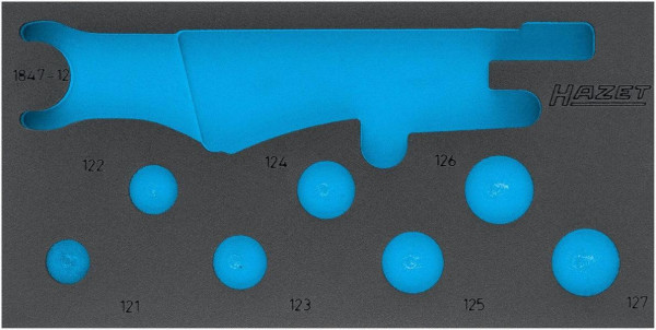 Hazet 2-componenten zachtschuiminleg, voor 1847-12/15 Afmetingen / lengte: 342 mm x 172 mm Organisatiesysteemmaat: 1/3 (342 x 172 mm), 163-529L