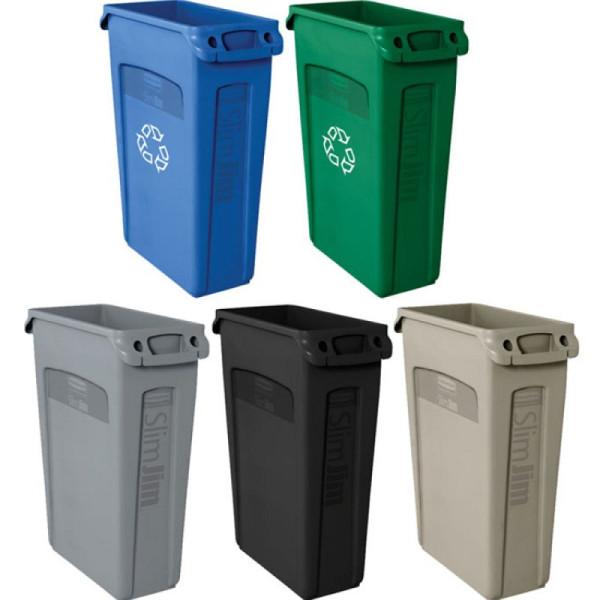 Stein HGS HGS afvalbak -Slim Jim- Rubbermaid met ventilatiekanalen, 87 liter/geel, 762 x 558 x 279 mm, 36802