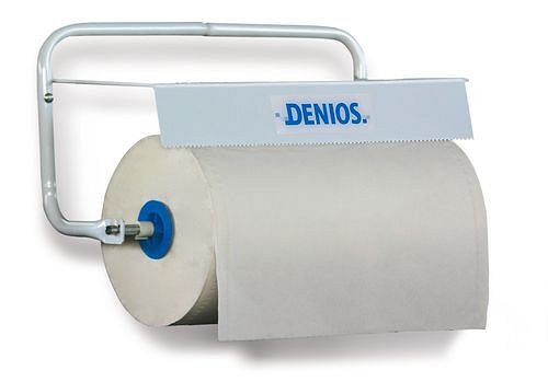 DENIOS muurbeugel, smal, voor rollen tot 40 cm breed, met afscheurrail, 116-579