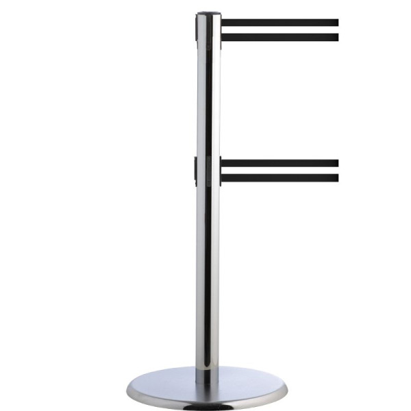 Stein HGS HGS personengeleidingssysteem -P-Line Duo-, chroom, zwart/wit/zwart horizontaal (gestreept), met magnetisch banduiteinde, bandlengte: 2 x 2,3 m, 14148-0704