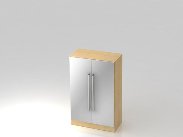 Hammerbacher kast 3OH met onderplaat chroomgreep esdoorn/zilver, 80x42x127 cm (BxDxH), V7550/3/S/CE