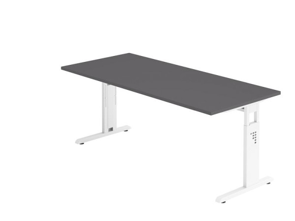 Hammerbacher bureau C-poot 180x80cm grafiet/wit, werkhoogte 65-85 cm, VOS19/G/W