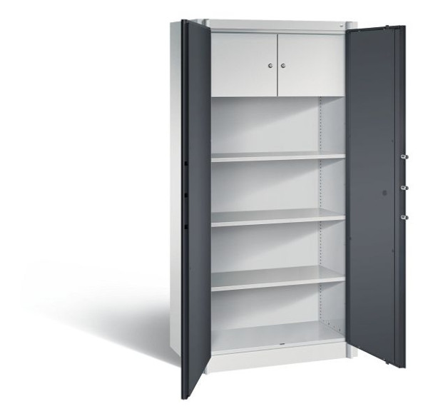 C+P brandbeveiligingskast Certos, H1950xW930xD500mm, kleur: lichtgrijs / zwartgrijs, handgreep, 4 OH, 1170-200 S10032