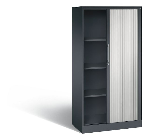 C+P rolluikkast Asisto, H1639xB800xD435mm, kleur: zwartgrijs/lichtgrijs, beugelgreep, 4 niveaus, 143013-000 S10059