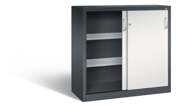 C+P schuifdeurkast Acurado, H1200xB1200xD500mm, kleur: zwartgrijs/lichtgrijs, beugelgreep, 2057-09 S10050