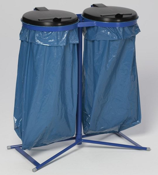 VAR standaard afvalbak D met kunststof deksel zwart, gentiaanblauw, 10222