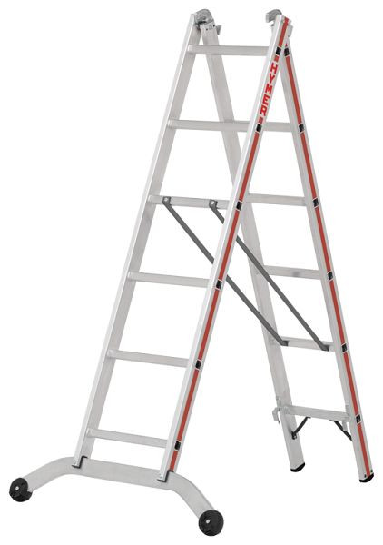 HYMER multifunctionele ladder, tweedelig, 2x6 sporten, lengte ingeschoven 1,83 m / uitgeschoven 2,95 m, 604512