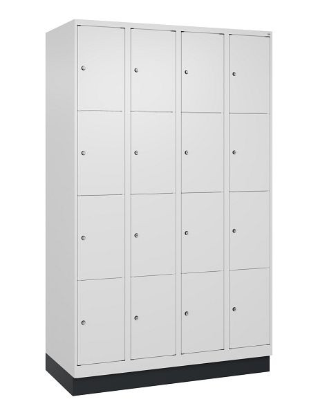 C+P lockerkast Classic PLUS, onderstel, 4 vakken met elk 4 vakken, 1950x1200x500mm, 9016/9016, 080020-404 S10017