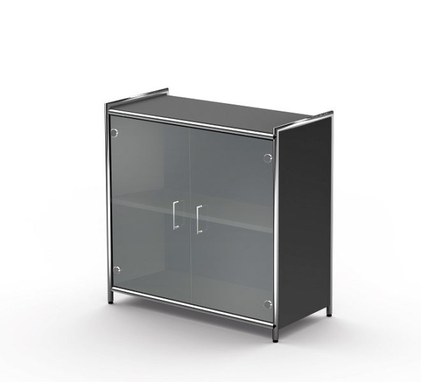 Kerkmann dressoir breed voor 2 OH, Artline, B 800 x D 380 x H 780 mm, antraciet/glas, 13798913