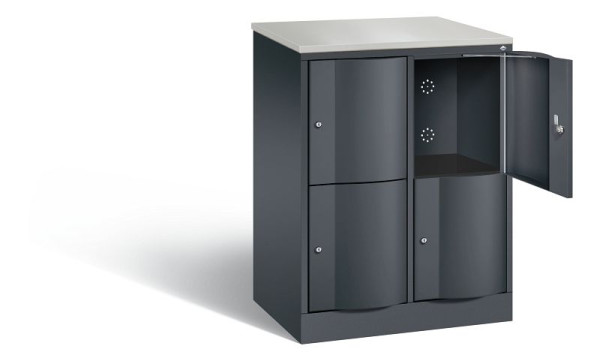 C+P lockerkast Resisto, H1077xB772xD540mm, kleur: zwart-grijs, 8472-272 S10073