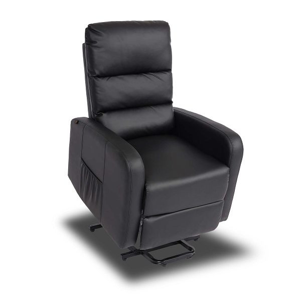 Mendler TV-stoel HWC-K62, fauteuil relaxstoel TV-stoel ligstoel, ligfunctie sta-op-hulp, metaal kunstleer, zwart, 94703