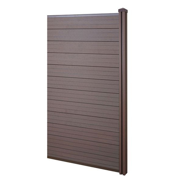 Mendler WPC inkijkscherm Sarthe, windscherm, WPC paal, aanbouwelement smal, 0,98m bruin, 65030+65031
