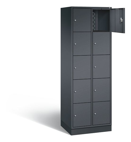 C+P lockerkast Intro, H1950xB620xD490mm, kleur: zwart-grijs, 8570-201 S10072