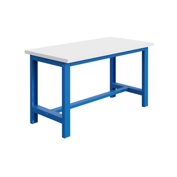 SOFAME SI zware werkbank B 1500 x D 750 x H 840 mm, RESITOP laminaat werkblad 40 mm, hemelsblauw RAL 5015, W010010160BI