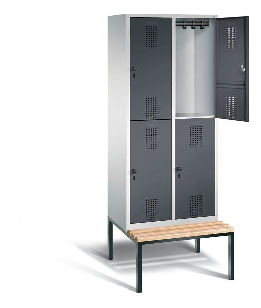 C+P locker dubbeldekker Evolo, H2090xW810xD815mm, kleur: lichtgrijs/zwartgrijs, 48350-22 S10145