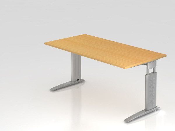 Hammerbacher bureau C-poot 160x80cm beuken/zilver, werkhoogte 68-86 cm verstelbaar, VUS16/6/S