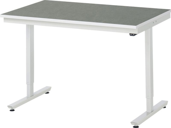 RAU werktafel serie adlatus 150 (elektrisch in hoogte verstelbaar), werkblad met linoleum/universele bekleding, 1250x720-1120x800 mm, 08-AT-125-080-L